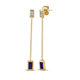 STUDIO BY KAY Baguette-Cut Blue & White Lab-Created Sapphire Drop Earrings 24K Yellow Gold Vermeil Sterling Silver