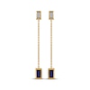 Thumbnail Image 2 of STUDIO BY KAY Baguette-Cut Blue & White Lab-Created Sapphire Drop Earrings 24K Yellow Gold Vermeil Sterling Silver