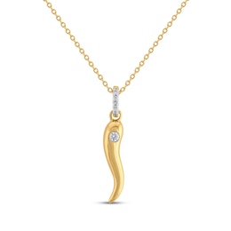 STUDIO BY KAY Diamond Italian Horn Necklace 1/20 ct tw 24K Yellow Gold Vermeil Sterling Silver 18"