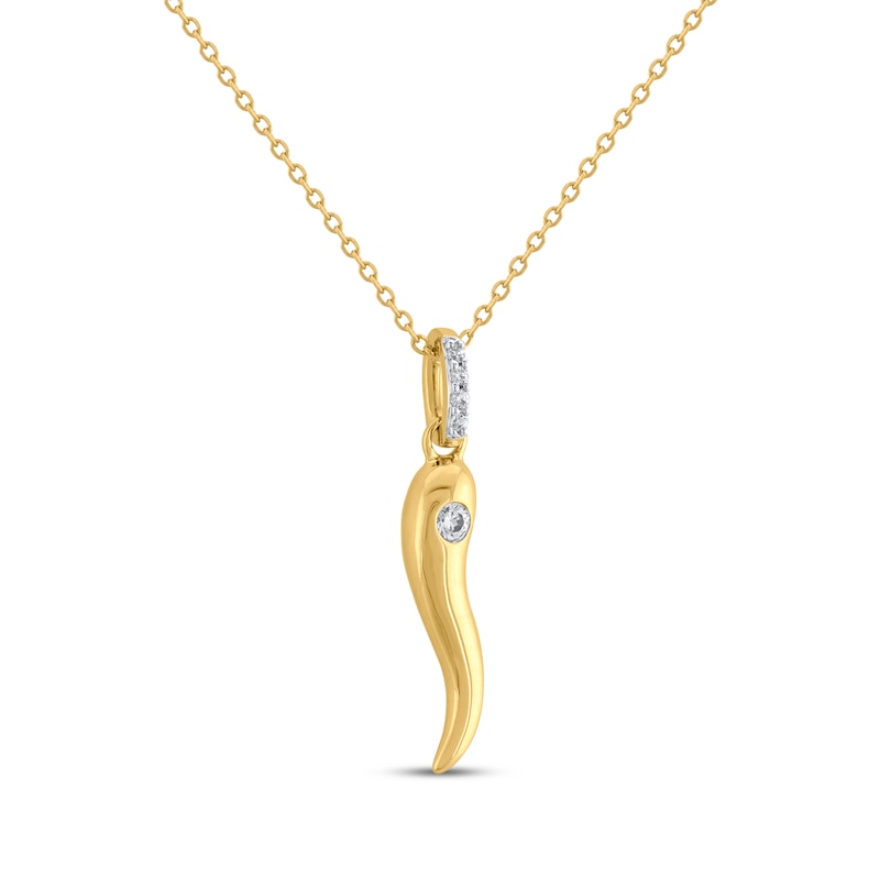 Main Image 2 of STUDIO BY KAY Diamond Italian Horn Necklace 1/20 ct tw 24K Yellow Gold Vermeil Sterling Silver 18"