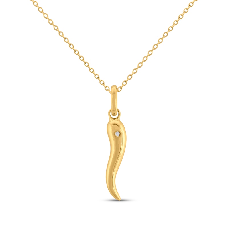 Main Image 3 of STUDIO BY KAY Diamond Italian Horn Necklace 1/20 ct tw 24K Yellow Gold Vermeil Sterling Silver 18"