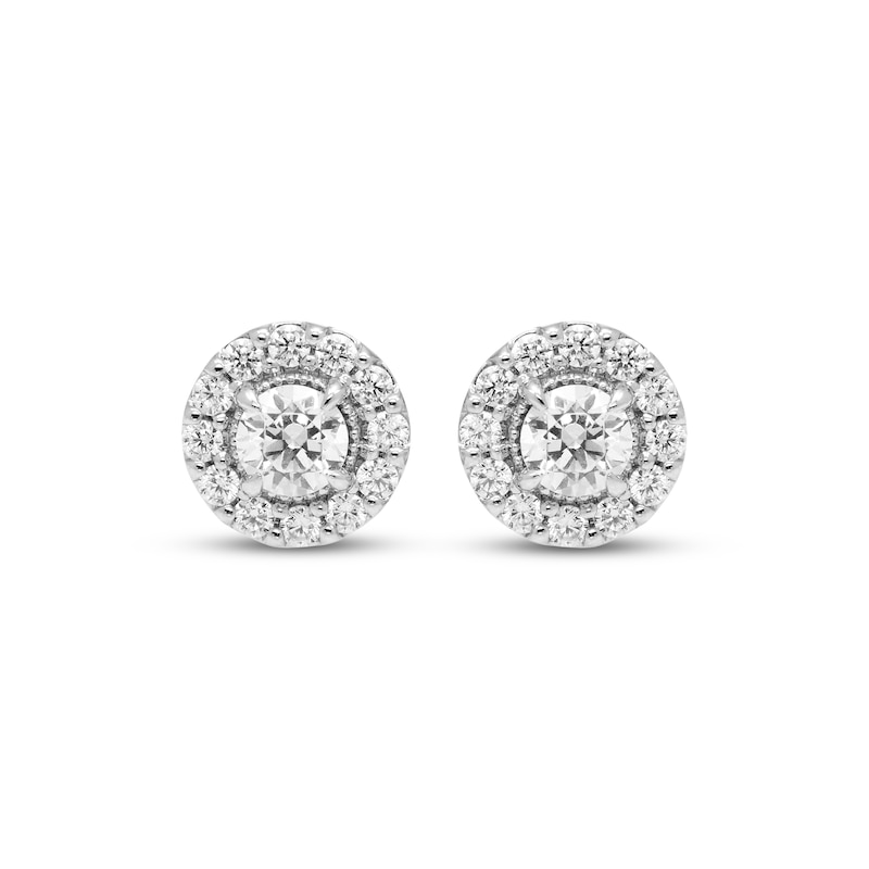 Main Image 2 of Diamond Halo Stud Earrings 1 ct tw 10K White Gold