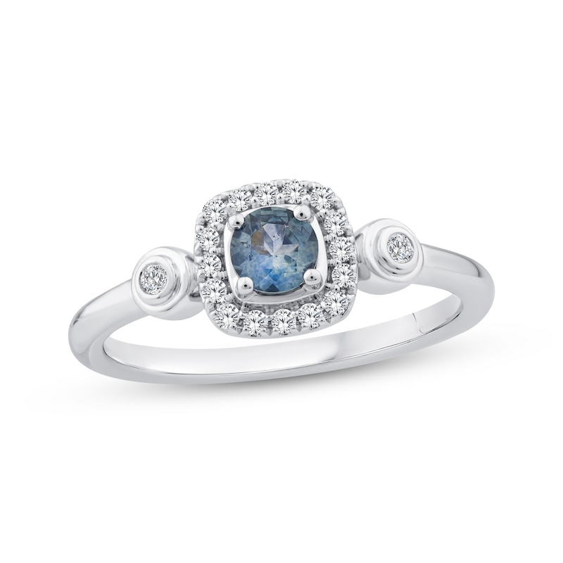 Main Image 1 of American Blue Sapphire & Diamond Ring 1/8 ct tw 10K White Gold