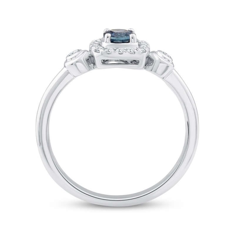 Main Image 3 of American Blue Sapphire & Diamond Ring 1/8 ct tw 10K White Gold