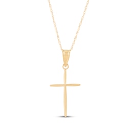 Mini Cross Necklace Solid 14K Yellow Gold 18"