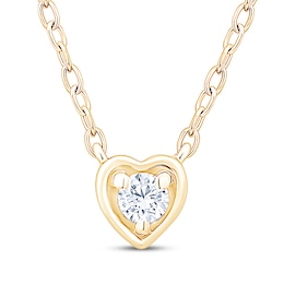 STUDIO BY KAY Round-Cut Diamond Solitaire Heart Necklace 1/8 ct tw 14K Yellow Gold-Plated Sterling Silver 18" (I/I2)