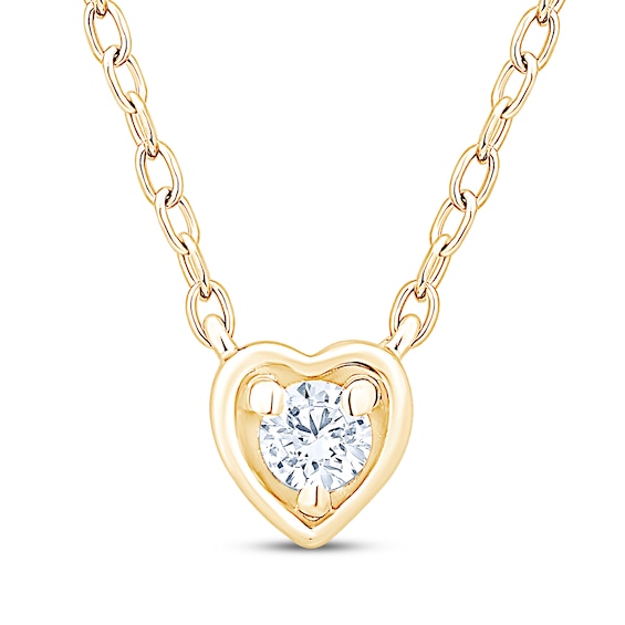 Round-Cut Diamond Solitaire Heart Necklace 1/8 ct tw 14K Yellow Gold-Plated Sterling Silver 18" (I/I2)