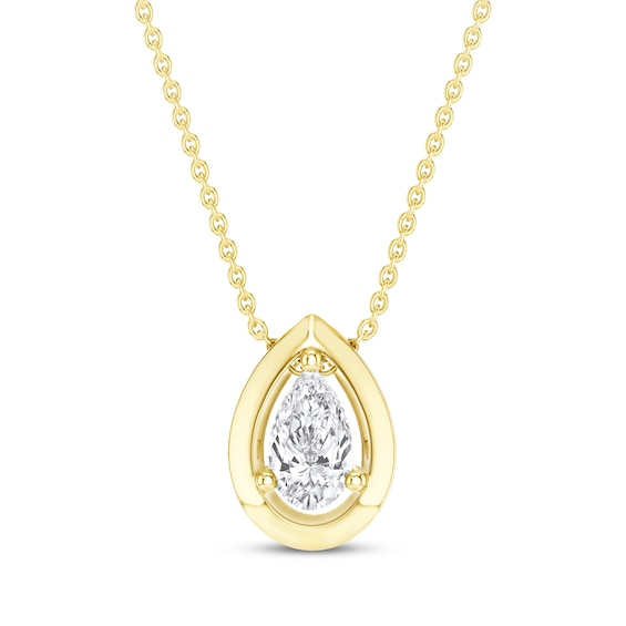 STUDIO BY KAY Pear-Shaped Lab-Grown Diamond Solitaire Necklace 1/10 ct tw 24K Yellow Gold Vermeil Sterling Silver 18"