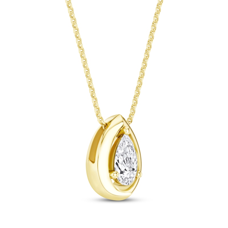 Main Image 2 of STUDIO BY KAY Pear-Shaped Lab-Grown Diamond Solitaire Necklace 1/10 ct tw 24K Yellow Gold Vermeil Sterling Silver 18"