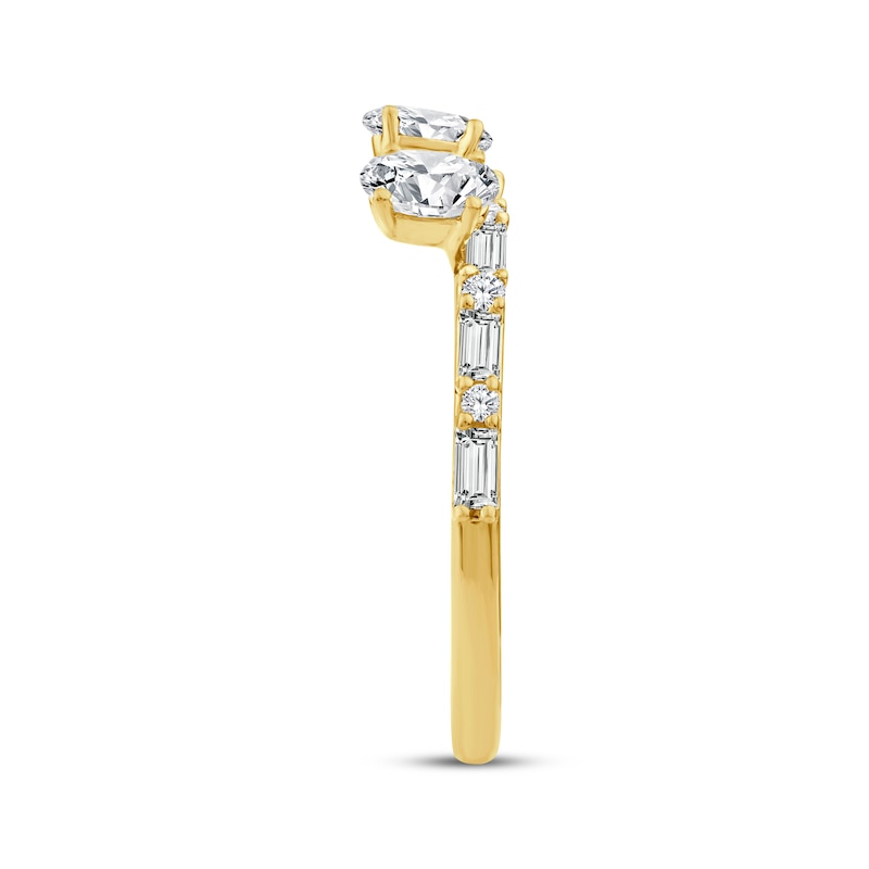 Main Image 2 of Now + Forever Lab-Grown Diamonds Oval, Baguette & Round-Cut Enhancer Ring 3/4 ct tw 14K Yellow Gold