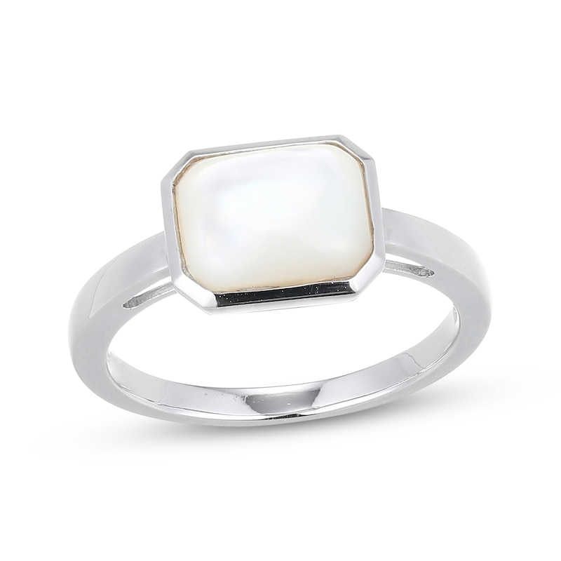 Main Image 1 of STUDIO BY KAY Emerald-Cut Mother-of-Pearl Ring Sterling Silver