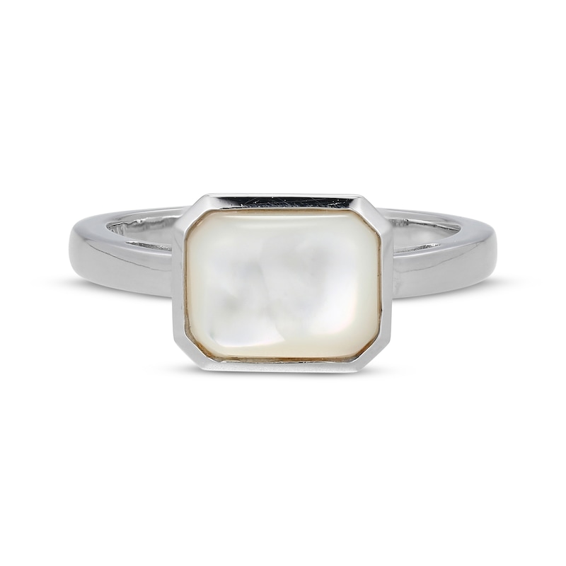 Main Image 3 of STUDIO BY KAY Emerald-Cut Mother-of-Pearl Ring Sterling Silver