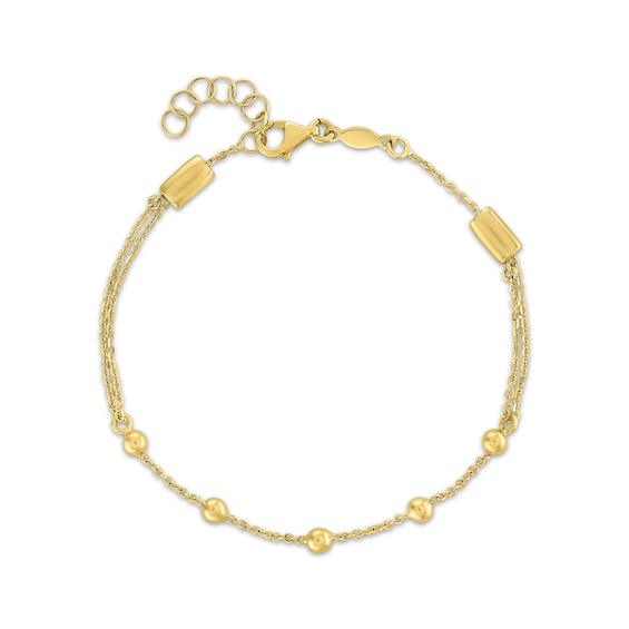Beaded Station Bracelet 10K Yellow Gold 8.25"