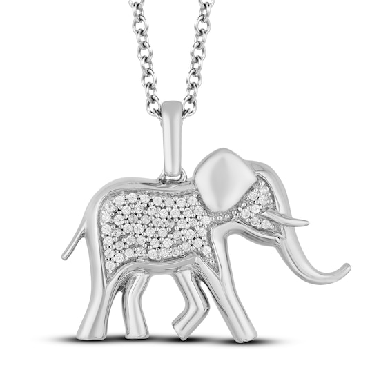 Disney Treasures The Lion King Elephant Necklace 1/10 ct tw Diamonds Sterling Silver 19"
