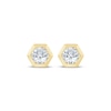 Thumbnail Image 2 of STUDIO BY KAY Round-Cut Lab-Grown Diamond Solitaire Hexagon Frame Stud Earrings 1/3 ct tw 24K Yellow Gold Vermeil Sterling Silver (F/SI2)