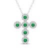 Thumbnail Image 1 of Lab-Created Emerald & White Lab-Created Sapphire Cross Necklace Sterling Silver 18"