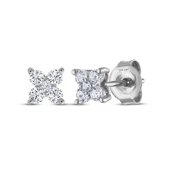 THE LEO Diamond Flower Stud Earrings 1/4 ct tw 14K White Gold