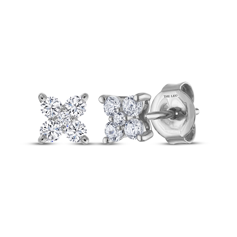 Main Image 1 of THE LEO Diamond Flower Stud Earrings 1/4 ct tw 14K White Gold