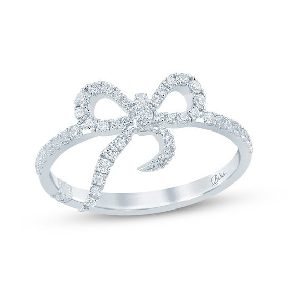 Monique Lhuillier Bliss Lab-Grown Diamond Bow Ring 1/3 ct tw Platinum-Plated Sterling Silver