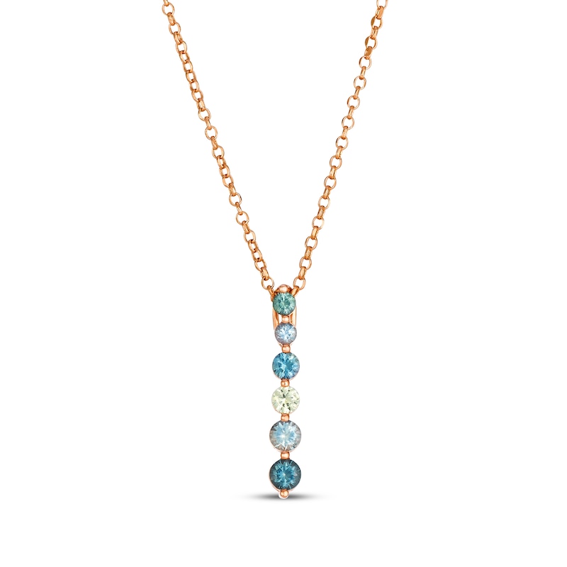 Main Image 1 of Le Vian Montana Sapphire Ombré Necklace 14K Strawberry Gold 19"