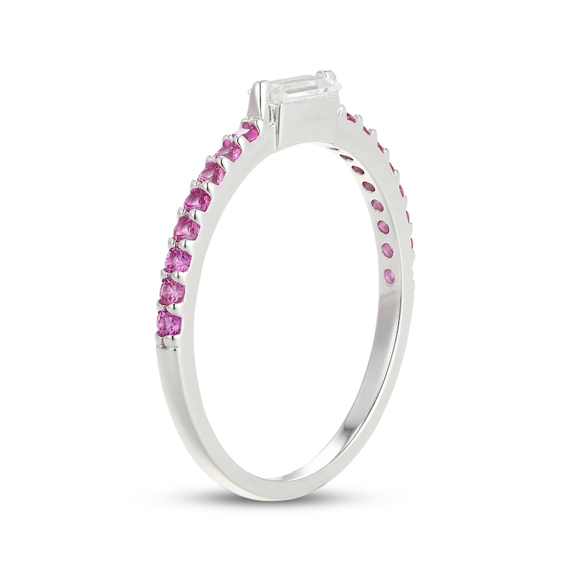 Main Image 2 of STUDIO BY KAY Baguette-Cut White Lab-Created Sapphire & Pink Lab-Created Sapphire Ring Sterling Silver