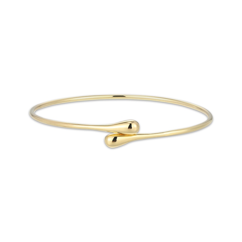 Main Image 1 of Teardrop Bypass Bangle Bracelet 24K Yellow Gold Vermeil Sterling Silver