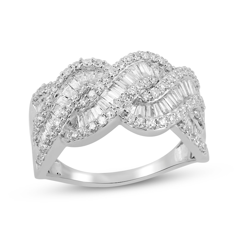 Main Image 1 of KAY Lab-Grown Diamonds Baguette & Round-Cut Braided Fashion Ring 1 ct tw 10K White Gold