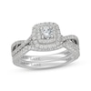 Thumbnail Image 1 of Neil Lane Round-Cut Diamond Double Halo Bridal Set 3/4 ct tw 14K White Gold
