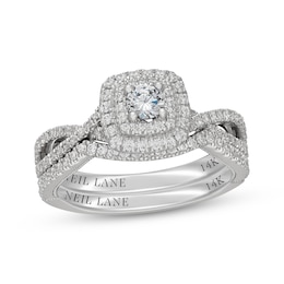 Neil Lane Round-Cut Diamond Double Halo Bridal Set 3/4 ct tw 14K White Gold