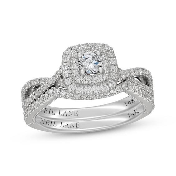 Neil Lane Round-Cut Diamond Double Halo Bridal Set 3/4 ct tw 14K White Gold