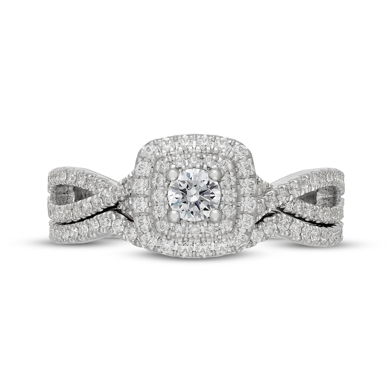 Main Image 3 of Neil Lane Round-Cut Diamond Double Halo Bridal Set 3/4 ct tw 14K White Gold