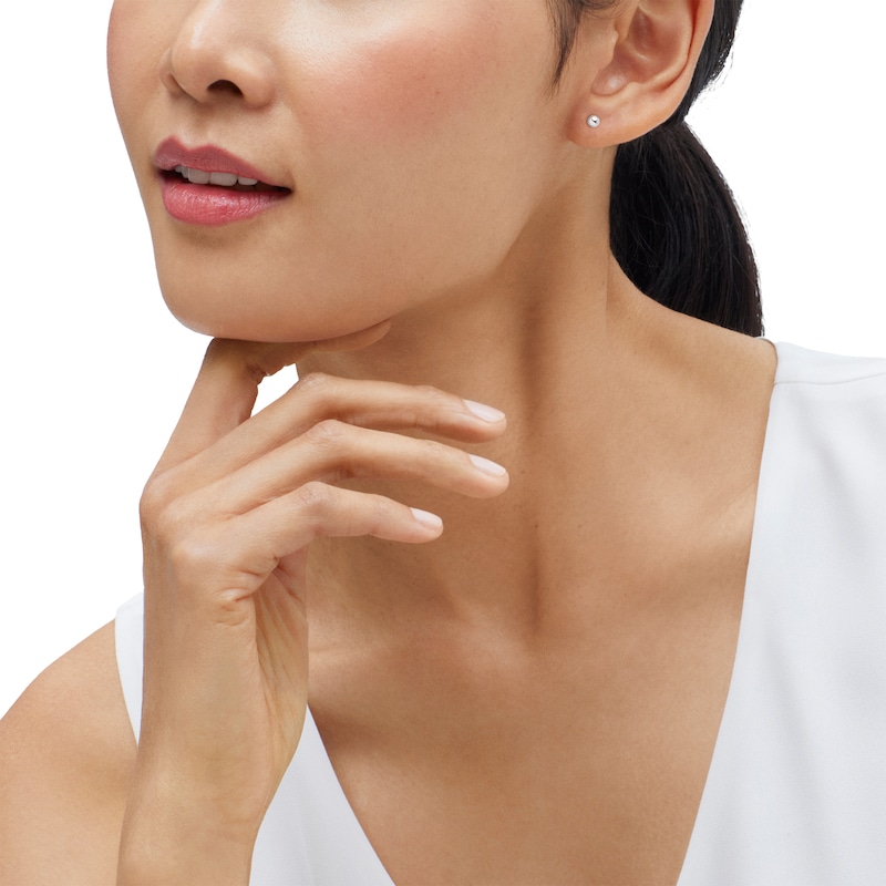 Main Image 4 of Half-Ball Stud Earrings 14K White Gold 4mm