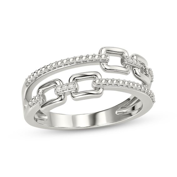 Diamond Accent Chain Link Fashion Ring Sterling Silver