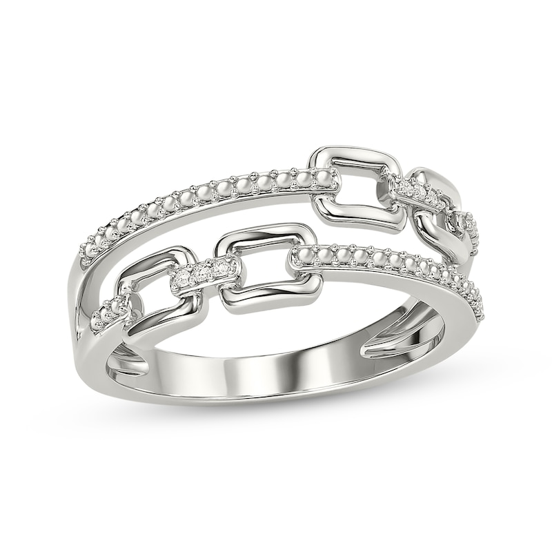 Main Image 1 of Diamond Accent Chain Link Fashion Ring Sterling Silver