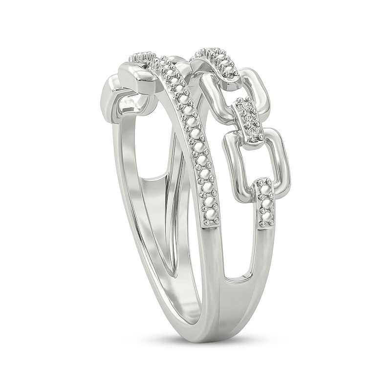 Main Image 3 of Diamond Accent Chain Link Fashion Ring Sterling Silver