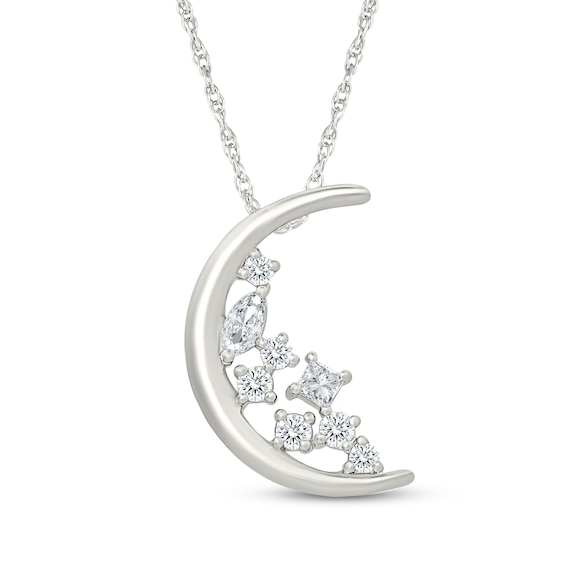 KAY Lab-Grown Diamonds Marquise, Princess & Round-Cut Crescent Moon Necklace 1/4 ct tw Sterling Silver 18"