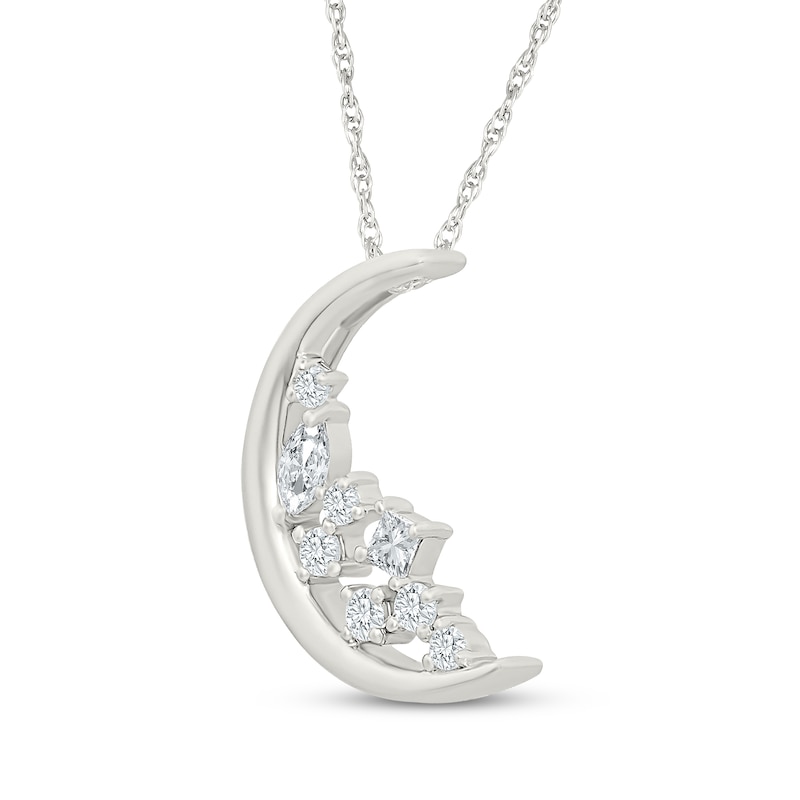 Main Image 2 of KAY Lab-Grown Diamonds Marquise, Princess & Round-Cut Crescent Moon Necklace 1/4 ct tw Sterling Silver 18"