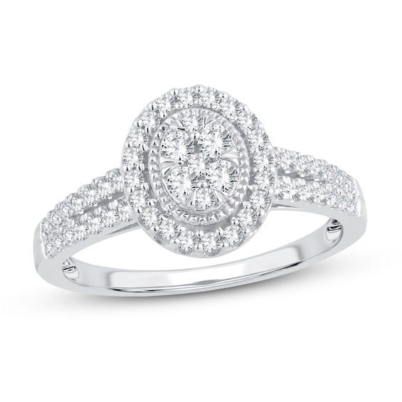 Now + Forever Multi-Diamond Engagement Ring 1/2 ct tw Round-cut 10K White Gold