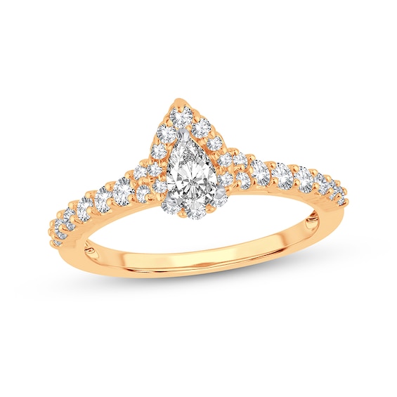 Now + Forever Diamond Engagement Ring 1/2 ct tw Pear & Round 14K Yellow Gold