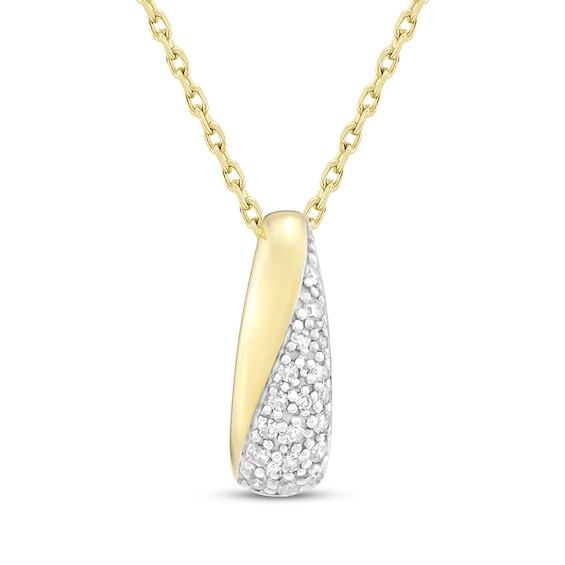 Diamond Diagonal Half-and-Half Necklace 1/10 ct tw 10K Yellow Gold 18"