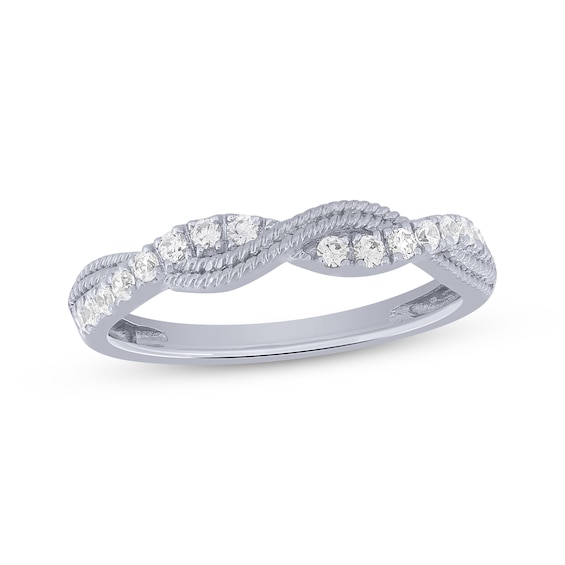 Now + Forever Diamond Rope-Twist Anniversary Ring 1/4 ct tw 10K White Gold