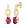 Thumbnail Image 1 of STUDIO BY KAY Oval-Cut Lab-Created Ruby Chain Link Drop Earrings 24K Yellow Gold Vermeil Sterling Silver