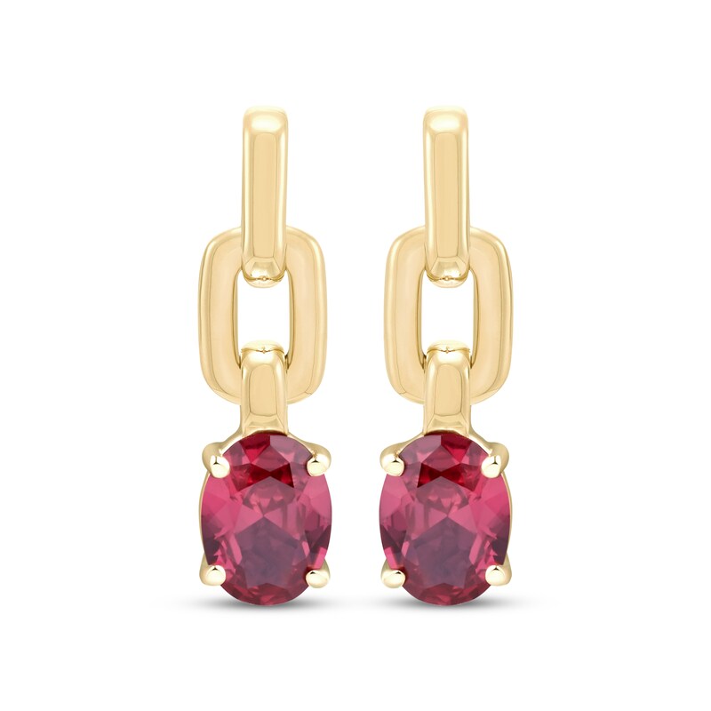 Main Image 2 of STUDIO BY KAY Oval-Cut Lab-Created Ruby Chain Link Drop Earrings 24K Yellow Gold Vermeil Sterling Silver