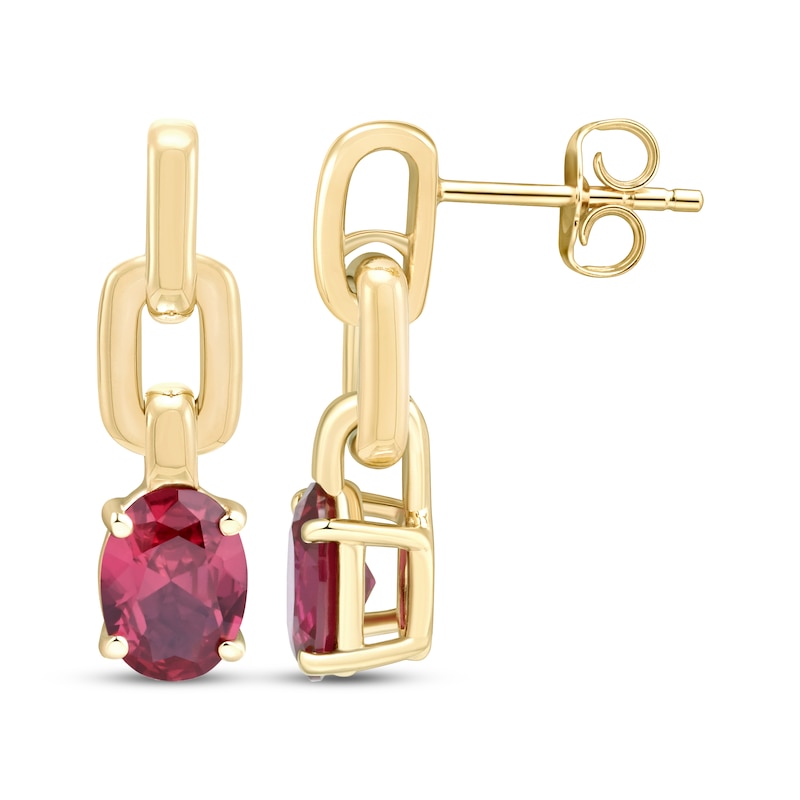 Main Image 3 of STUDIO BY KAY Oval-Cut Lab-Created Ruby Chain Link Drop Earrings 24K Yellow Gold Vermeil Sterling Silver