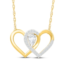 KAY Lab-Grown Diamonds Pear-Shaped Interlocking Hearts Necklace 1/2 ct tw 10K Yellow Gold 18"