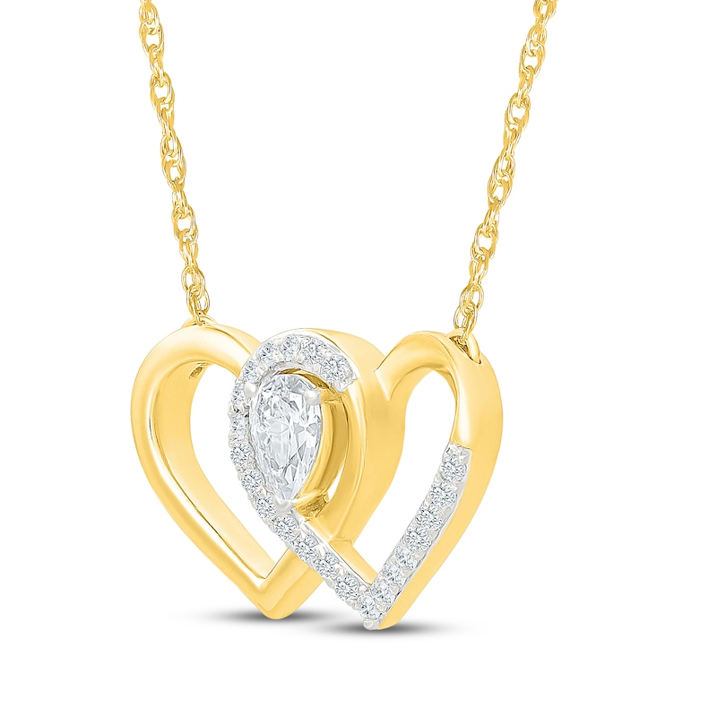 Main Image 2 of KAY Lab-Grown Diamonds Pear-Shaped Interlocking Hearts Necklace 1/2 ct tw 10K Yellow Gold 18"