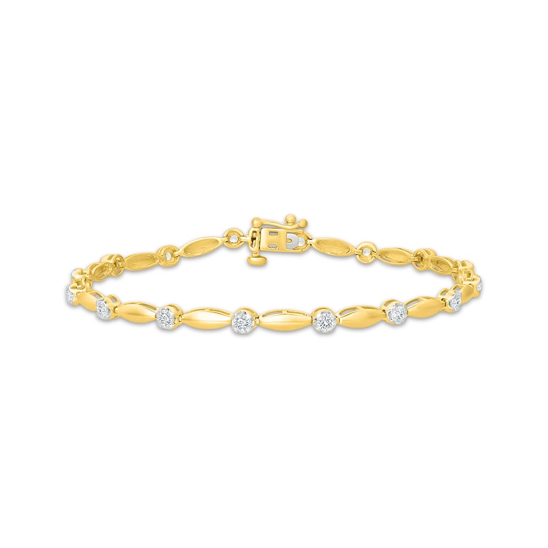 Main Image 1 of KAY Lab-Grown Diamonds Marquise Link Bracelet 1 ct tw 10K Yellow Gold 7"
