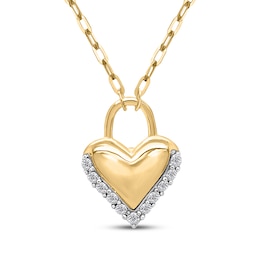 KAY Lab-Grown Diamonds Heart Lock Necklace 1/6 ct tw 18K Yellow Gold-Plated Sterling Silver 18"