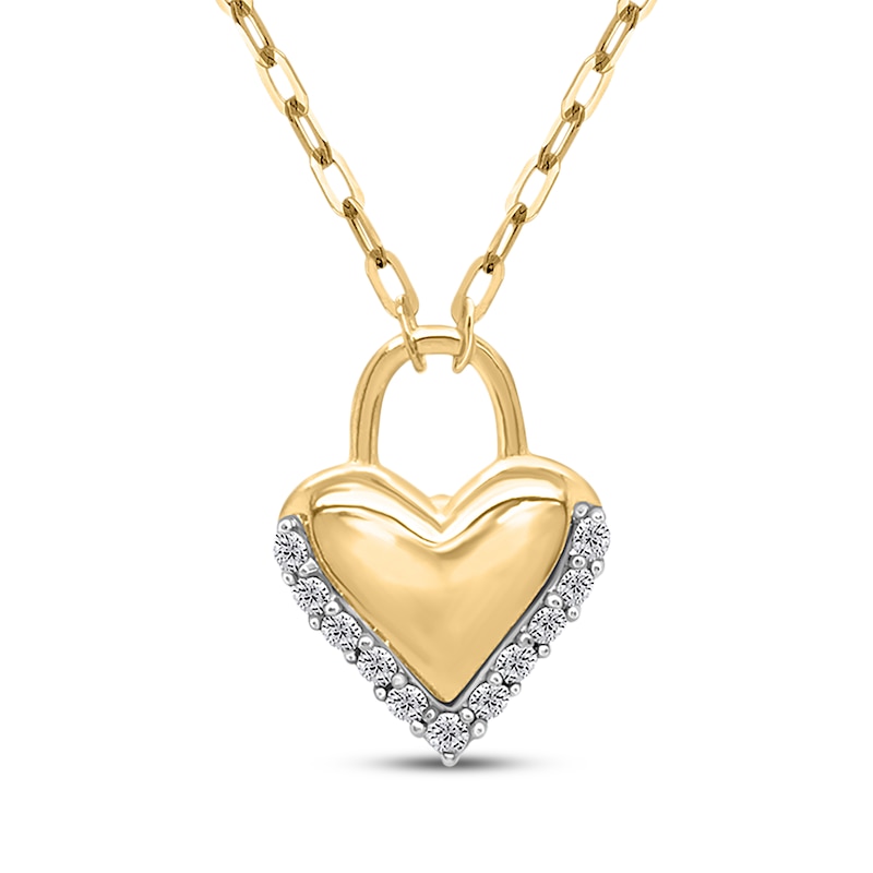 Main Image 1 of KAY Lab-Grown Diamonds Heart Lock Necklace 1/6 ct tw 18K Yellow Gold-Plated Sterling Silver 18"