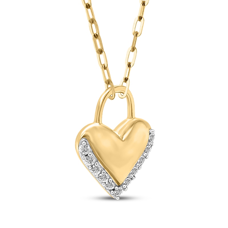 Main Image 2 of KAY Lab-Grown Diamonds Heart Lock Necklace 1/6 ct tw 18K Yellow Gold-Plated Sterling Silver 18"